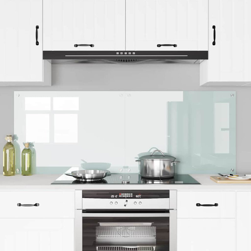 Vidaxl Kitchen Backsplash White 80 X 40 Cm Tempered Glass, 60cm H x 80cm W, White
