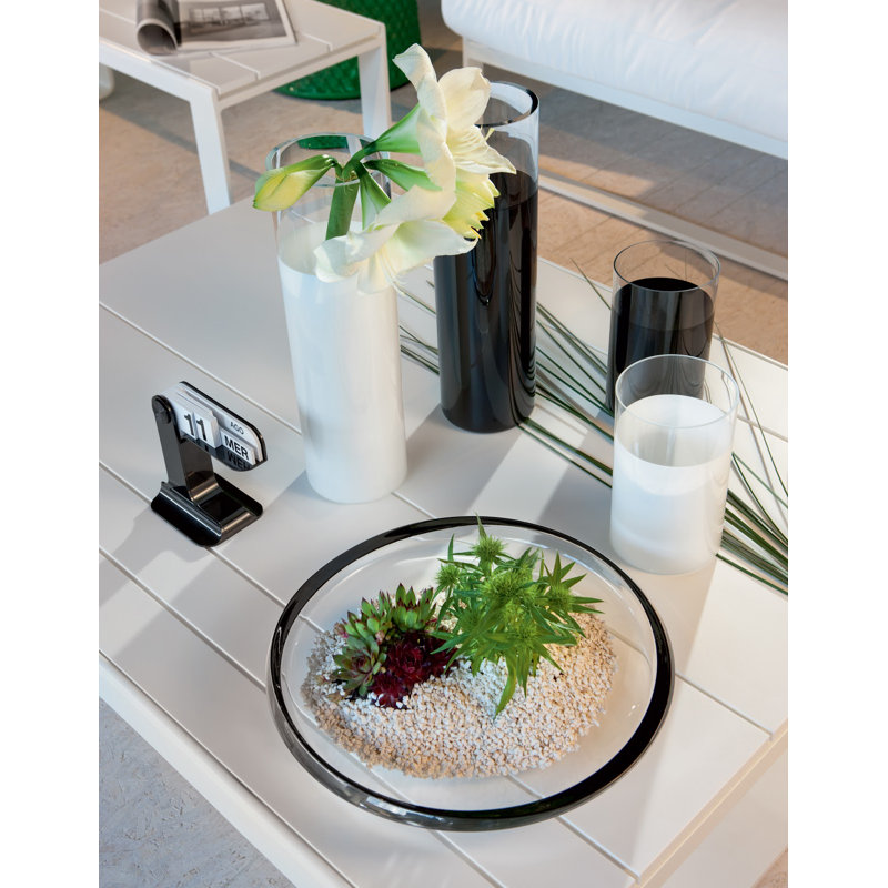 Vase de table en forme de verre haute qualité cadeau Laurelynn, H 8 po x l 4,75 po x P 4,75 po, Transparent/blanc