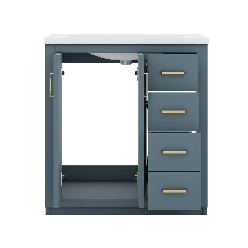 Ensemble de meuble-lavabo double 60 po avec lavabo double 60 po, Bleu