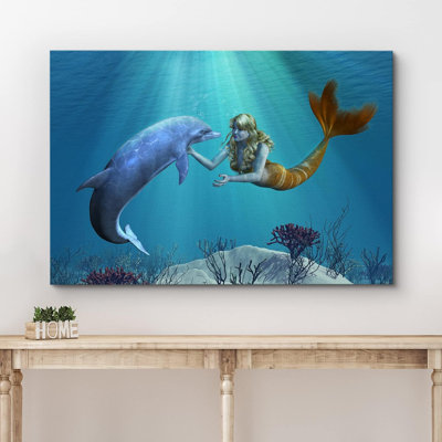 " Dolphin and Mermaid under the Sea " Print