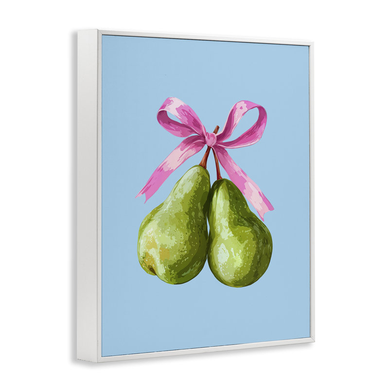 Twin Pears with Ribbon Framed Giclee, design by Imagine It Images, Coastal White Giclee Framed, 30" H x 24" W