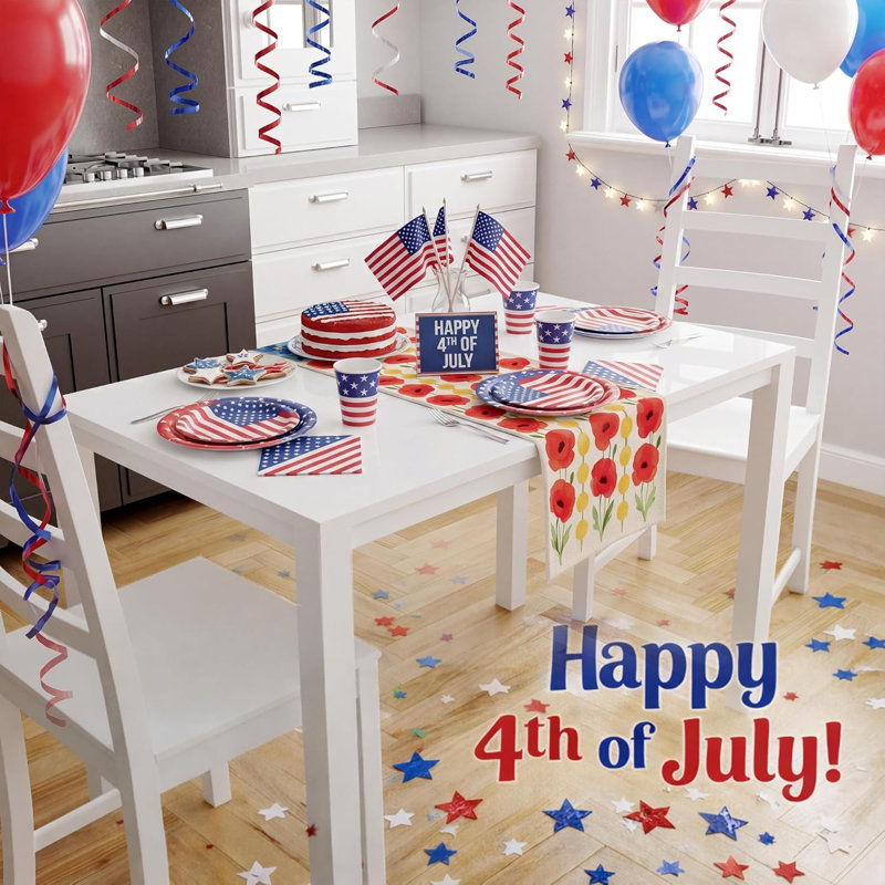 Décorations du 250e anniversaire - Chemin de table d'été pour le printemps de Pâques | Décorations de table patriotiques pour drapeau américain pour les États-Unis Anniversary