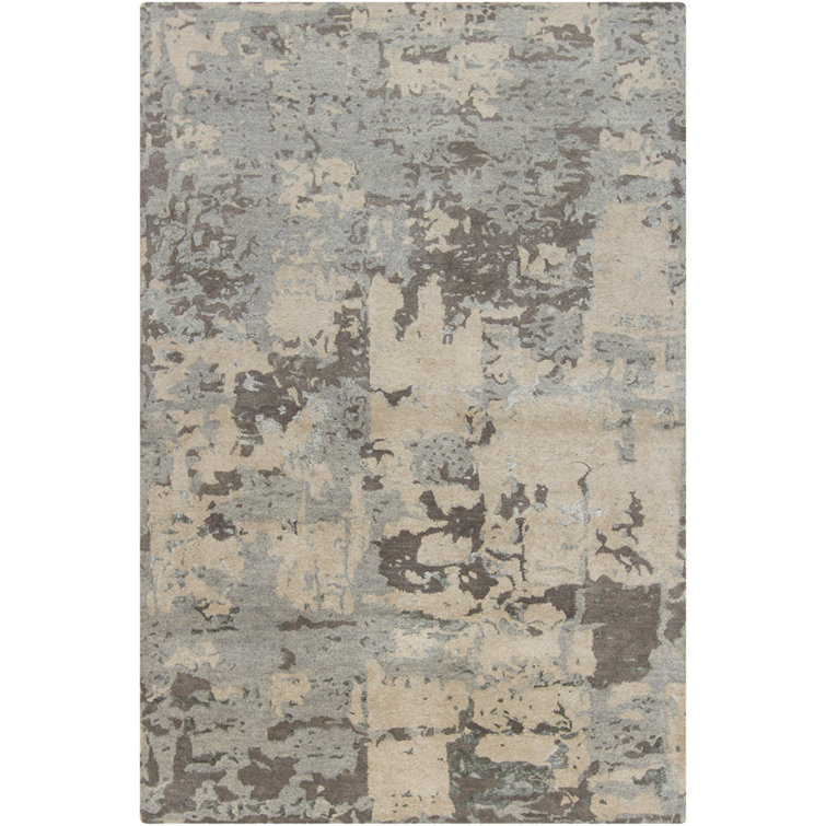 Tapis blanc / gris en laine touffeté à la main Knightsville