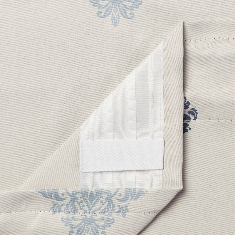 Berlina 3-in-1 Damask Blackout Rod Pocket/Tab Top Curtain Panels, 52" W x 108" L, Blue