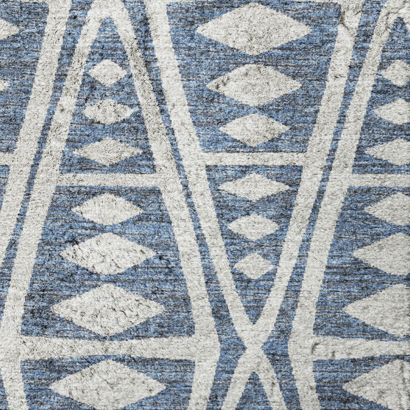 Tapis bohème ADS112, Bleu, 8 pi x 10 pi