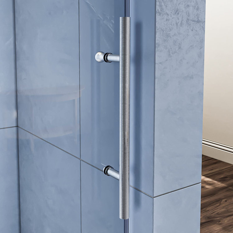 Porte de baignoire coulissante simple sans cadre de 56 à 60 po x H 62 po avec verre trempé transparent de 3/8 po, Nickel