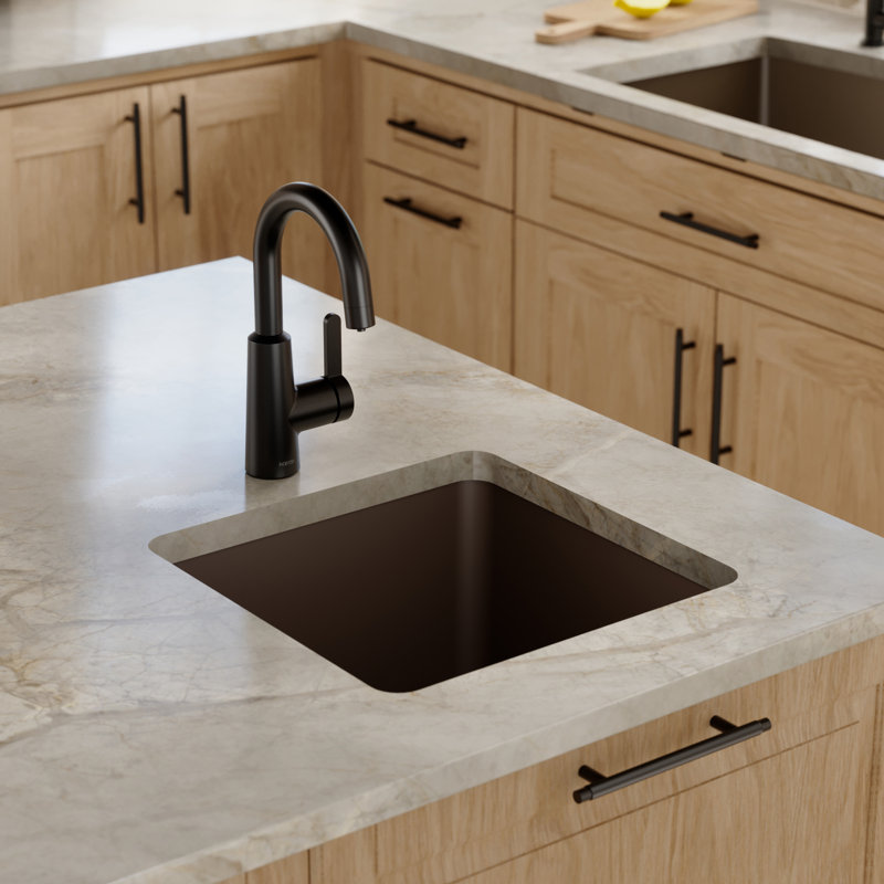 Évier de bar encastrable Karran Quartz 16-5 / 8 "x 16-5 / 8", Brun mat