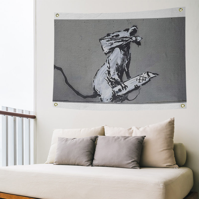 Tapisserie en polyester à rat et à la découpe, H 50 po x l 59 po x P 1 po