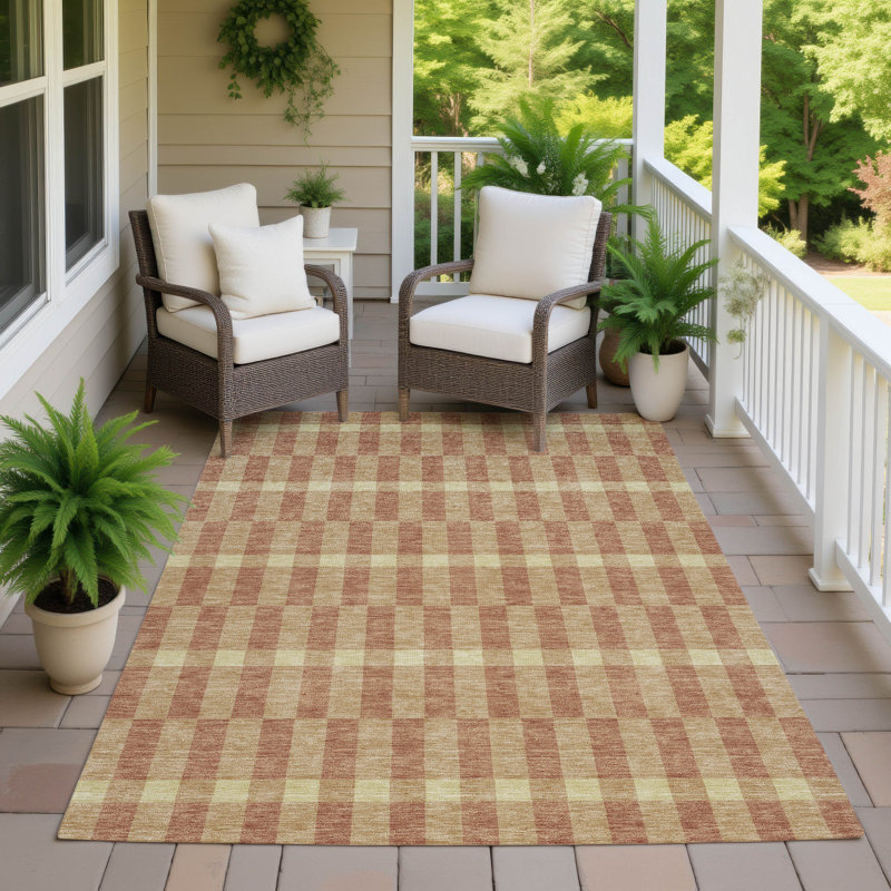 Machine Washable Indoor/Outdoor Chantille ACN2547 Geometric Rug, Gold, 8' x 10'