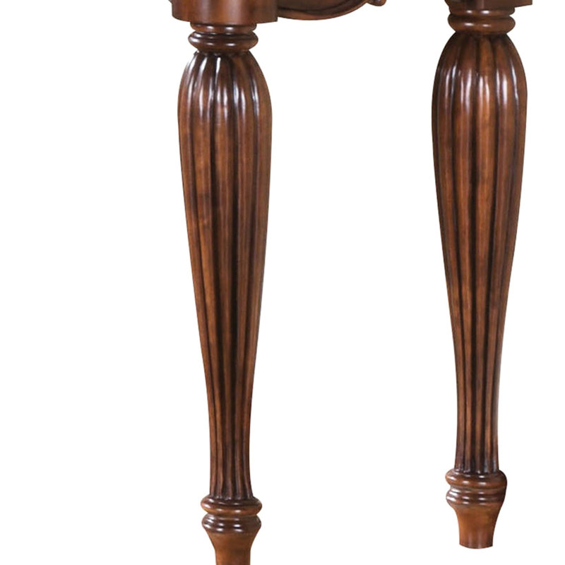Warm Cherry Finish Table With Ample Surface Area And Fluted Legs Classic Style Rectangular Elegance