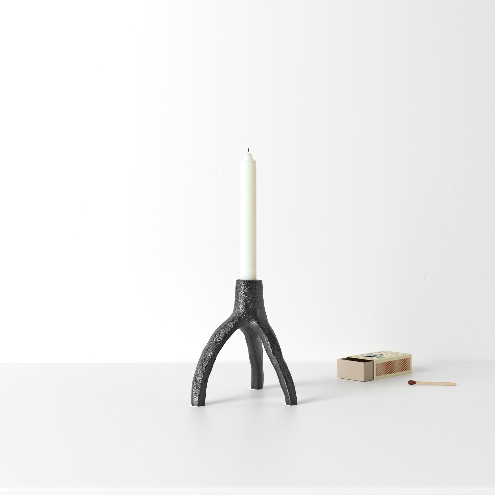 Iron Candlestick Holder, 6.69" H x 6.46" W x 5.79" D
