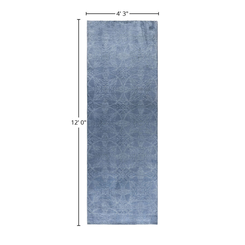 Overdyed One-of-a-Kind 4' 3" X 12' 0" Hand Knotted Area Rug