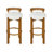 Elise Indoor Wooden Low Back Barstool, Walnut Finished And White Upholstery, Set Of 2-363815929