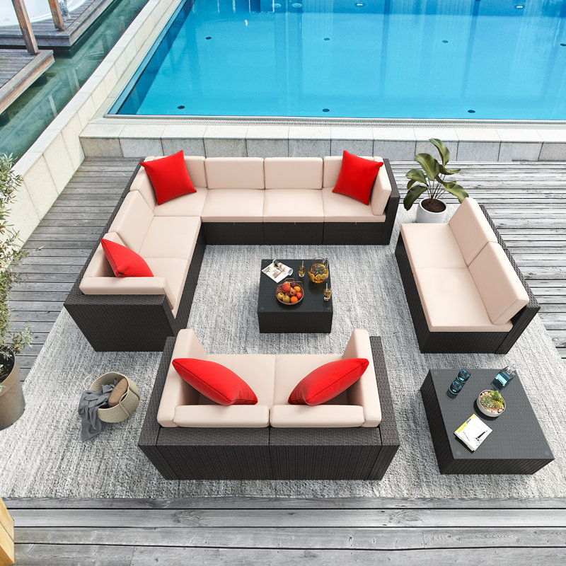 Canapé modulaire d'extérieur 12 pièces 12 pièces, Beige