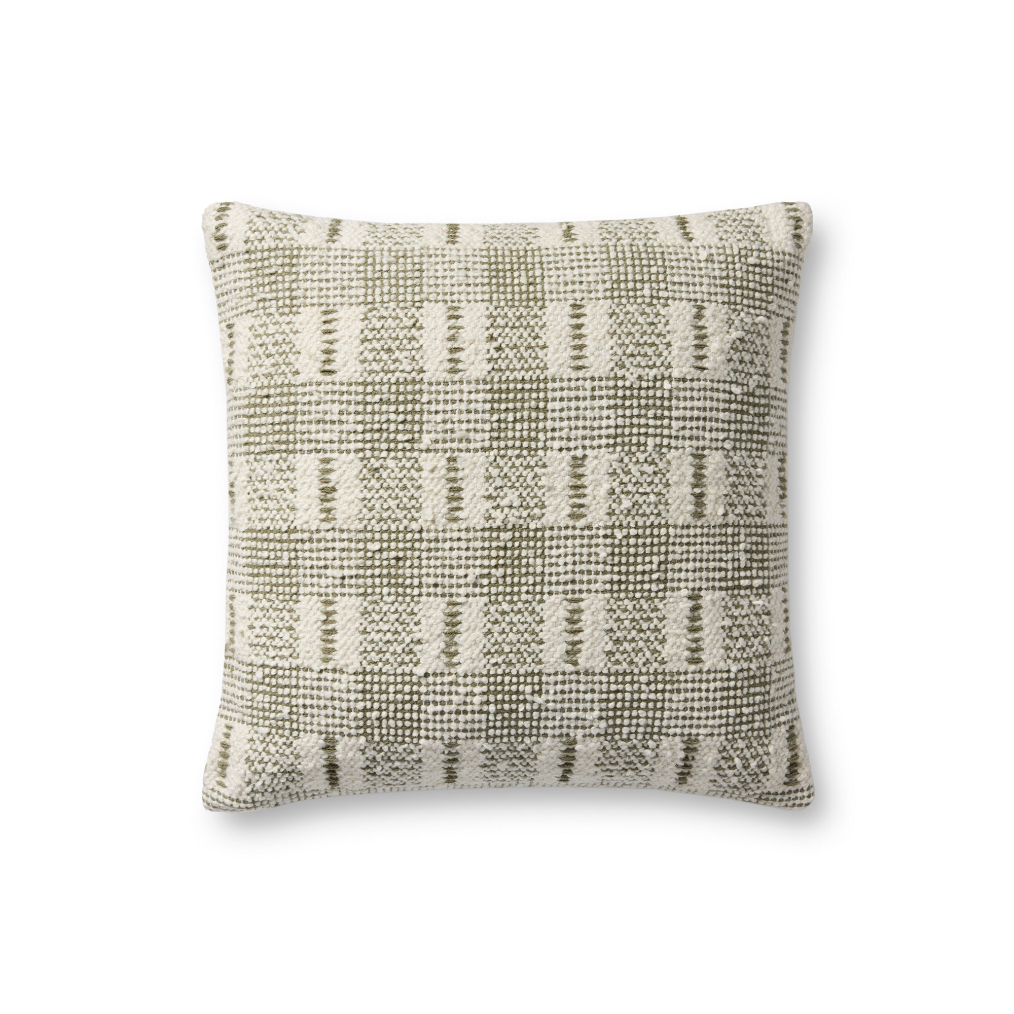 Loloi Throw Pillow, Ivory/Green Geometric, Pillow Cover Only - No Insert