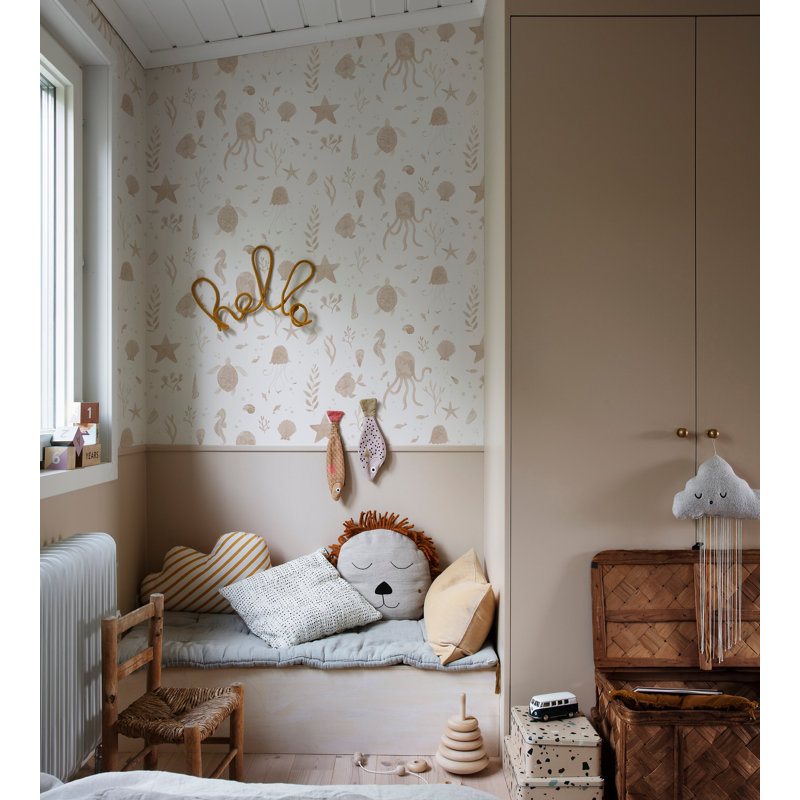 Familj 2 Wallpaper Roll by Sandberg, Coral Red