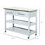 Chariot de cuisine avec plateau en acier inoxydable, 2 tablettes ouvertes, tiroirs, gris, style rustique pour îlot de maison, décor inspiré