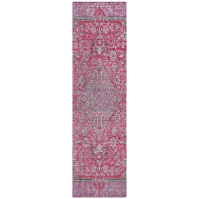Vexira Pink Washable Indoor-Outdoor Rug - LOOMLAN