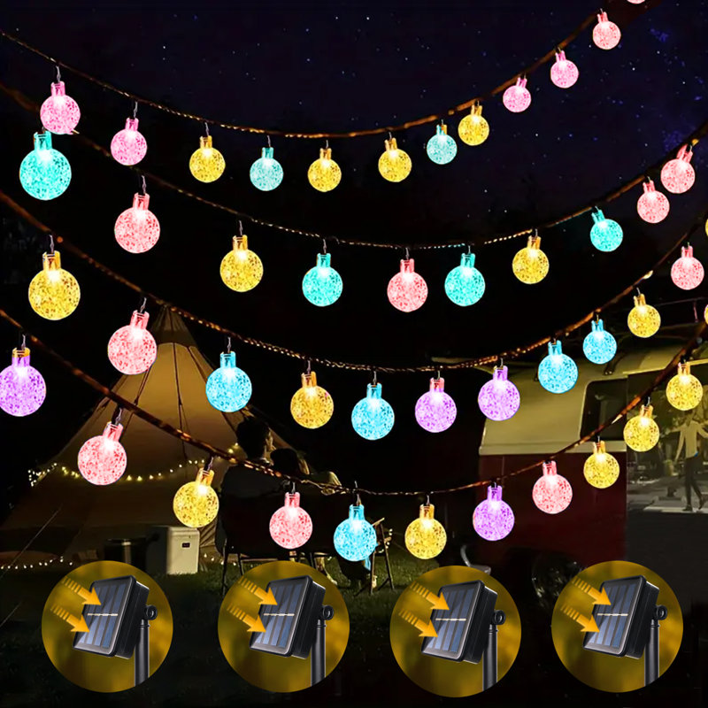 Guirlande de 30 lumières de Noël en forme de guirlande solaire, Bleu / Vert / Jaune