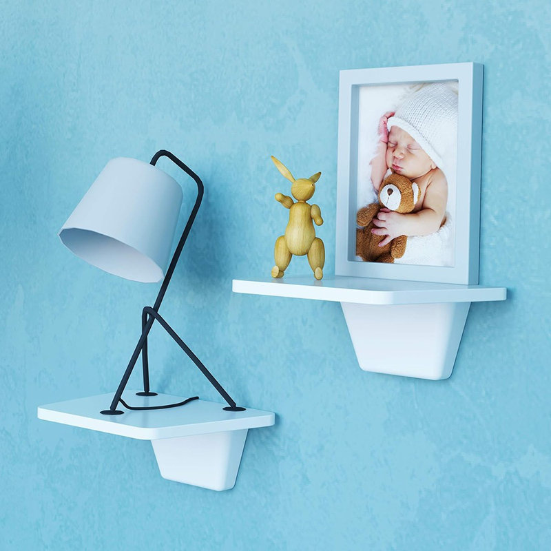Ensemble de 2 petites tablettes murales flottantes blanches, sans perçage