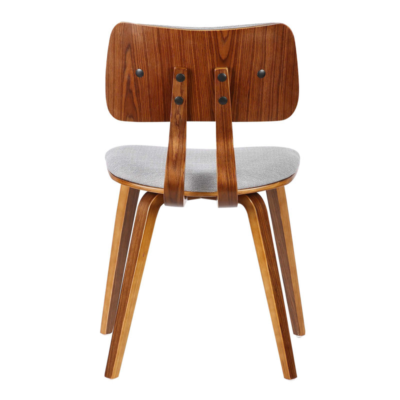 Decklen Mid-century Armless Dining Chair in Polyester Upholstery, Gray Tweed, Walnut