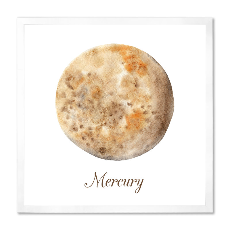 Astrologie, planète, mercure - on, L 16 po x H 16 po x P 1 po, Cadre photo blanc
