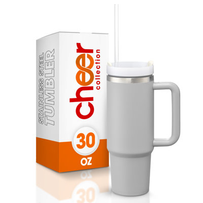Cheer Collection 30 fl. oz. Double Wall Insulated Plastic and Stainless Steel Travel Tumbler with