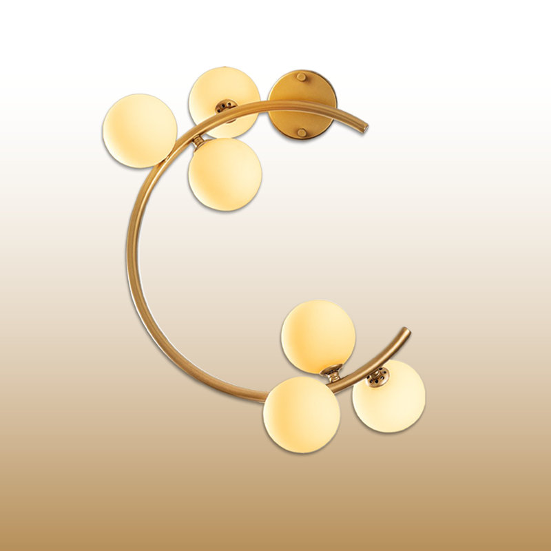 6 Lights Metal Body C Wall Sconce, Gold