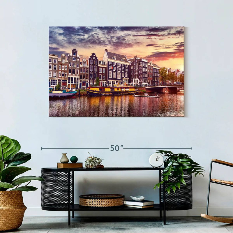 Sireci Amsterdam Canal Sunset, 30" H x 45" W