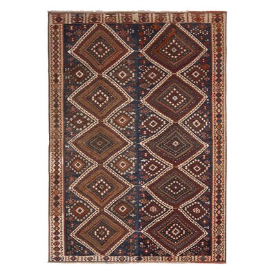 One-of-a-Kind Hand-Knotted 1950s Kilim Brown/Blue 5' x 7' Wool Area Rug -  Rug & Kilim, 20101
