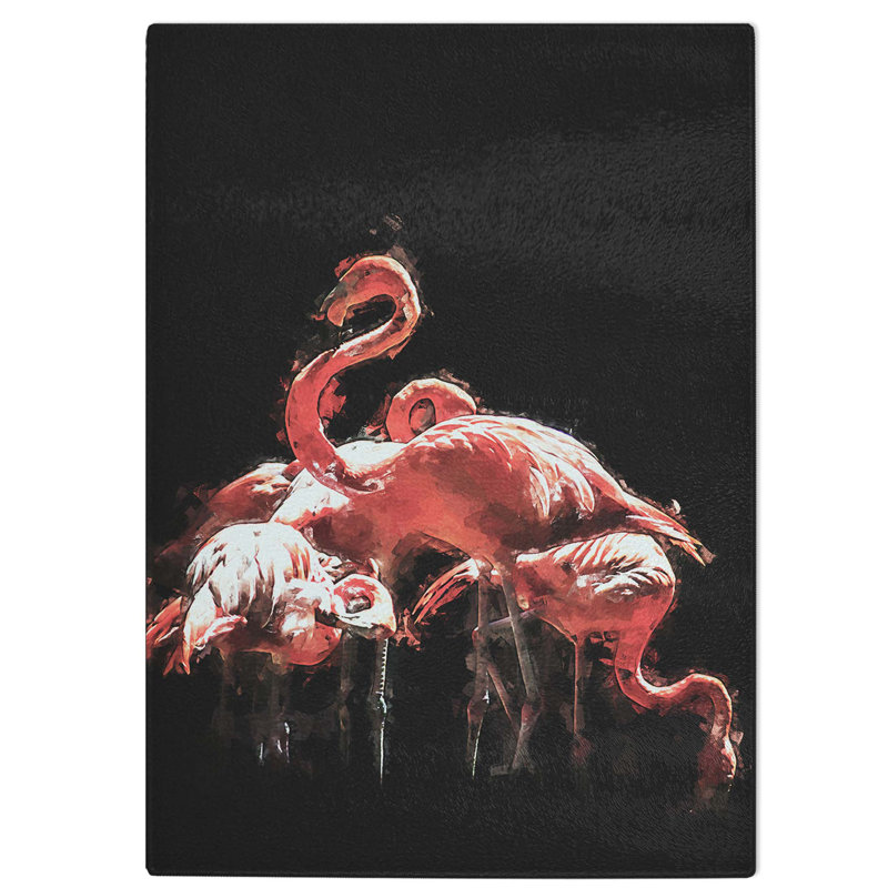 Tempered Glass Flamingos Chopping Board, 20 cm W x 28.5 cm L