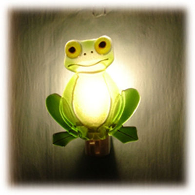Veilleuse verte en verre grenouille