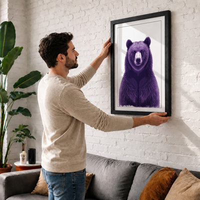 Purple Bear Portrait Modern - Framed Print