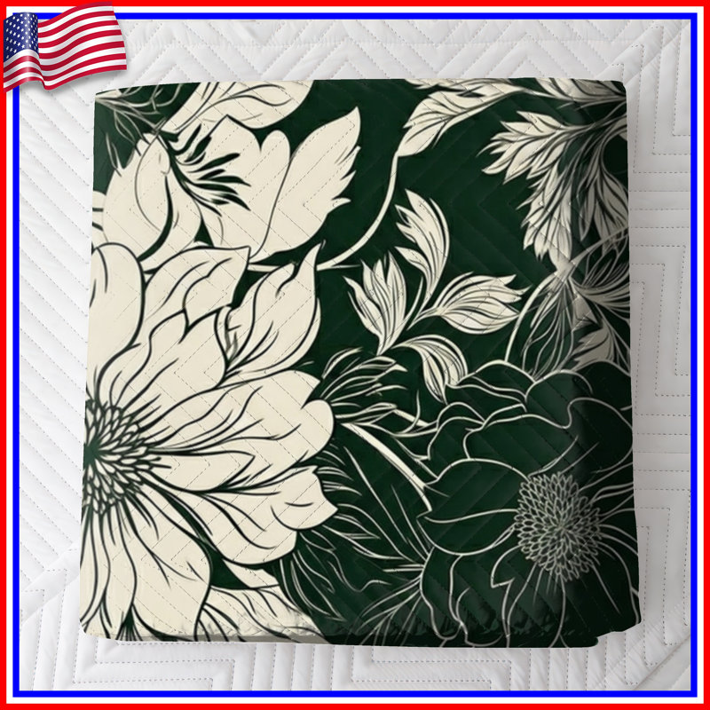 Couvre-lit matelassé à motif floral complexe toutes tailles, Double