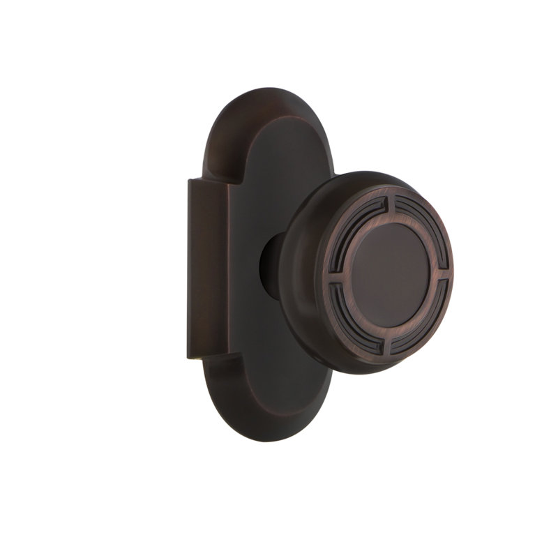 Cottage Plate with Mission Door Knob, Timeless Bronze, 2-3/8"