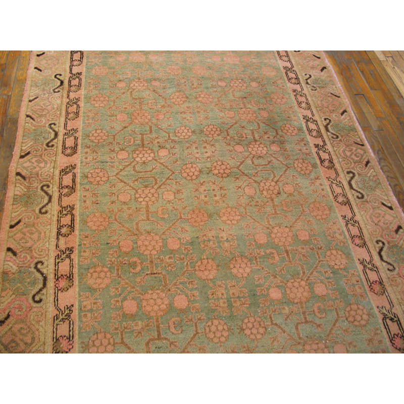 Antique Khotan East Turkestan Allover Pomegranate Design Hand Knotted Pile Rug