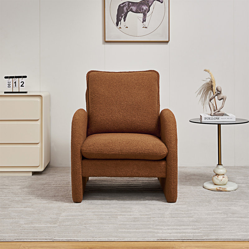 Sherpa Upholstered Armchair, Orange Sherpa