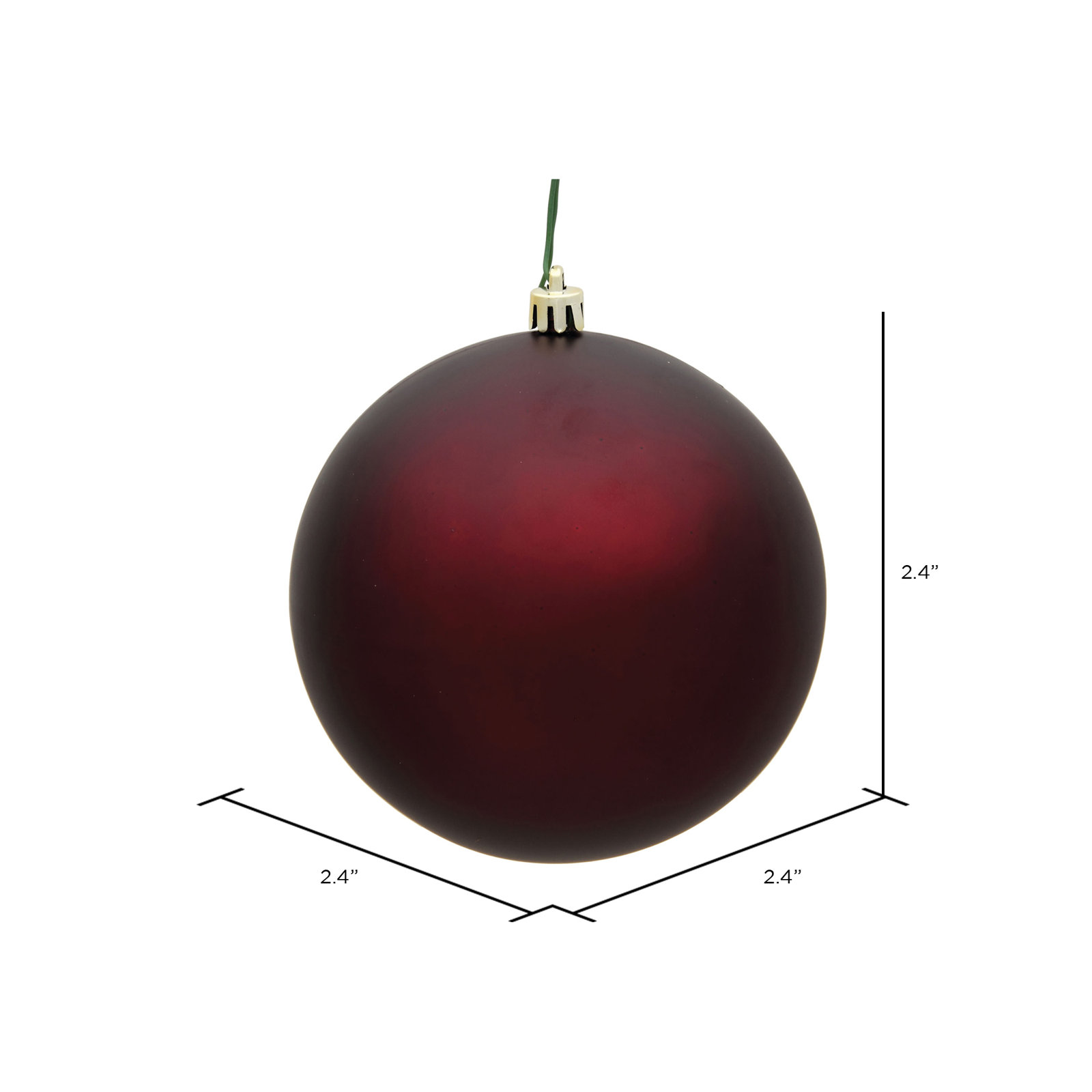 2" Shatterproof Bauble, Burgundy Matte