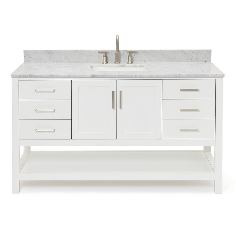 Alemanno Single Bathroom Vanity Set, 61", White, Rectangular