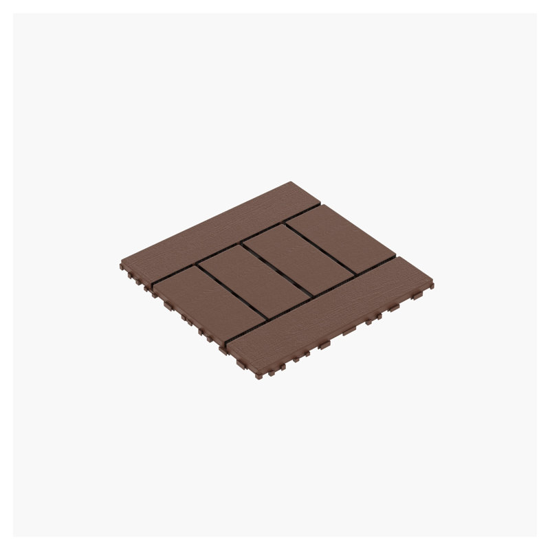 Carreaux de terrasse de style autobloquant de style H 12 po - Revêtement de sol extérieur brun rouge pour balcon, bord de piscine et cour arrière (44 pièces)