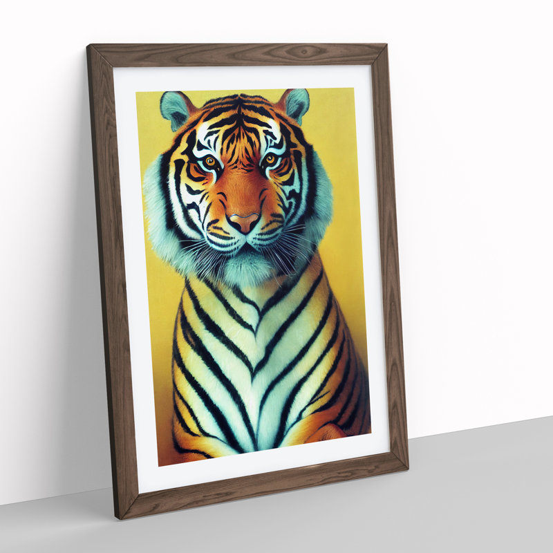 Portrait of a Tiger No.2 - Wall Art, 66cm H x 48cm W, Walnut Framed, White