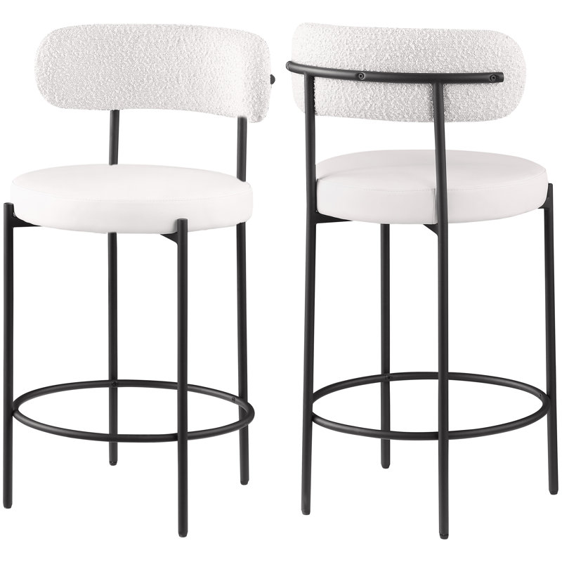 Beacon 26.5'' Counter Stool, Cream Vegan Leather And Boucle Fabric