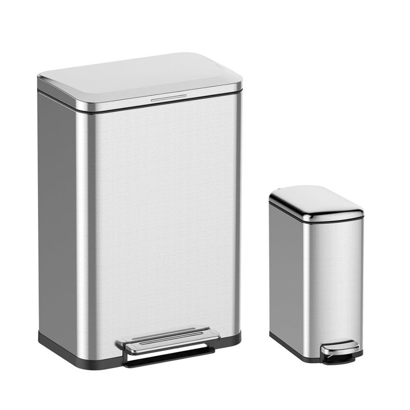 Stainless Steel Kitchen Trash Can - 58L