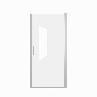 Porte de douche pivotante 35 à 34 po x 72 po, cadre en aluminium chromé, demi-cadre, film en verre trempé anti-déflagrant de 1/4 po (6 mm)