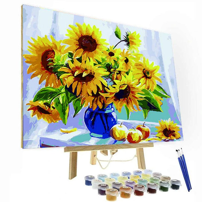 «Sunflower Vase», ensemble de 6 reproductions d'art sur toile sans cadre