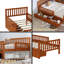 Lit plateforme simple en bois noyer avec garde-corps et 2 tiroirs de rangement, structure en bois massif-646110031-646110030