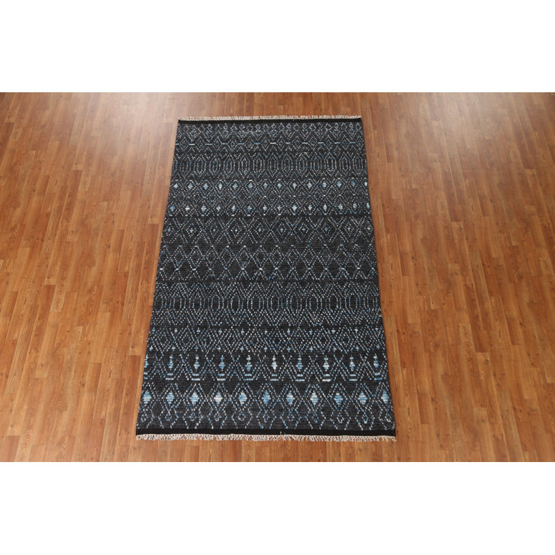 Tapis oriental à chevrons marocain noué à la main 5 x 8