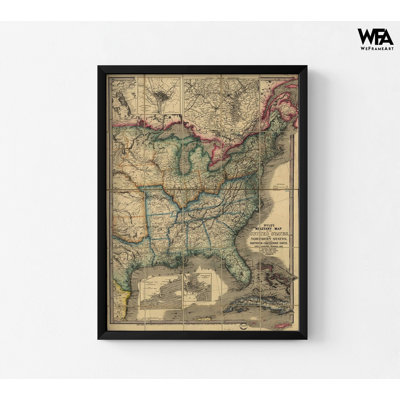 Carte militaire des États-Unis en 1861, idée de cadeau d'un ancien combattant américain, affiche de l'histoire militaire des États-Unis, carte encadrée des États-Unis, art de maison militaire rustique
