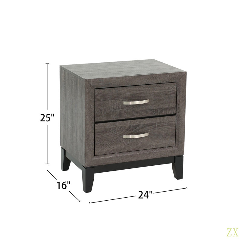 Table de chevet en bois deux tons avec 2 tiroirs
