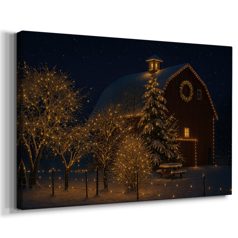 «Warm Lantern Snow Blessing» - Toile tendue avec châssis de qualité supérieure, H 18 po x l 12 po
